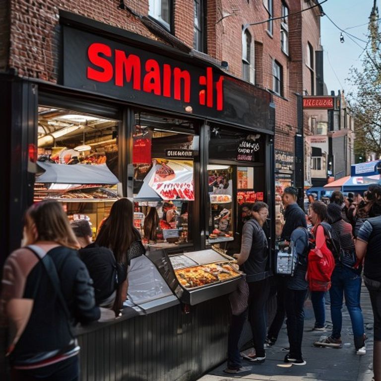 Street food market setup with Smash Bones stall